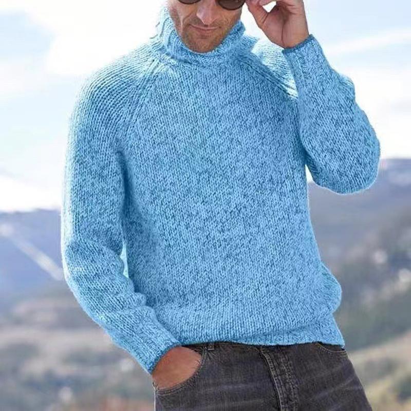 Mens Turtleneck Pullover Solid Color Sweater 10272892X