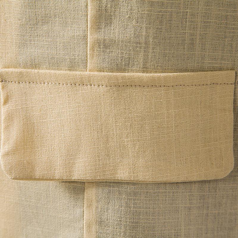 Mens Vintage Cotton Linen V Neck Vest 21832961X