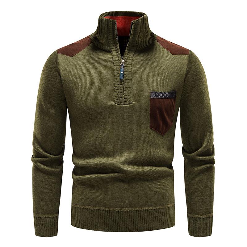 Mens Half Turtleneck Thickened Slim Fit Zip Pullover Knitwear 37961297M