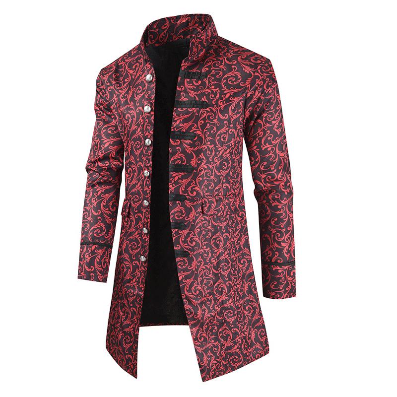 Mens Vintage Long Stand Collar Single Breasted Trench Coat 91504899M