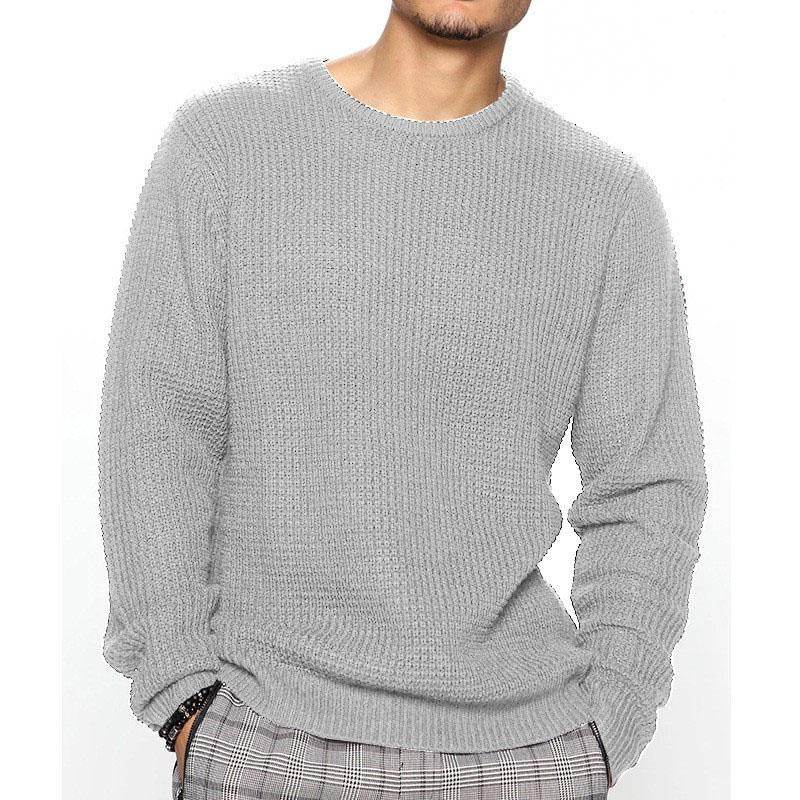 Mens Long Sleeve Round Neck Casual Loose Pullover Sweater 38472304M