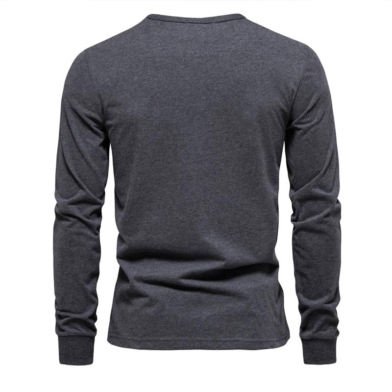 Mens Casual Long Sleeve Round Neck Cotton Letter Print T-Shirt 62191353X