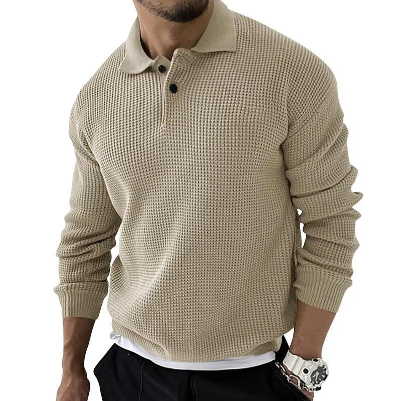 Mens Lapel Knit Button Pullover Sweater 68765777X