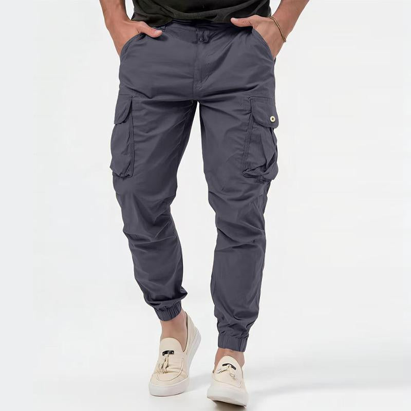 Mens Solid Color Three-Dimensional Pocket Cargo Pants 10815009Y