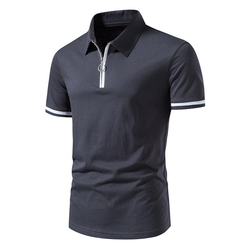 Mens White Stripe Trimmed Zipper Polo Shirt 50515028Z