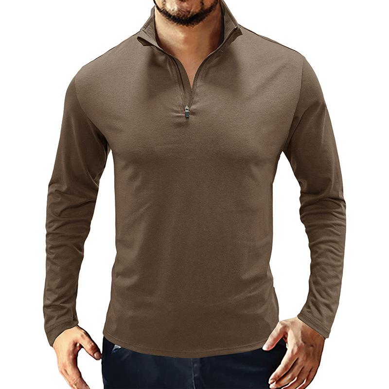 Mens Casual Stand Collar Zipper T Shirt 99017892M
