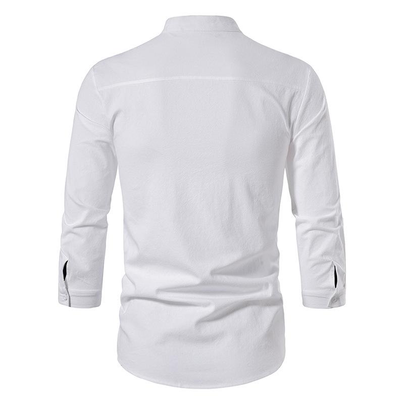 Mens Long Sleeve Linen Button Shirt 93656158X