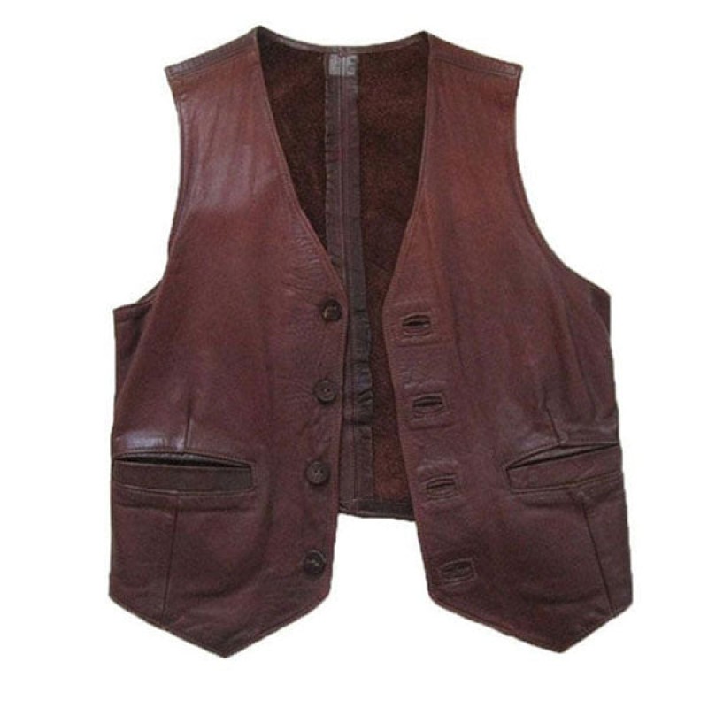 VINTAGE 1960S-70S HAND-CRAFTED LEATHERING HEIGHTS PROVINCETOWN MENS BROWN VEST