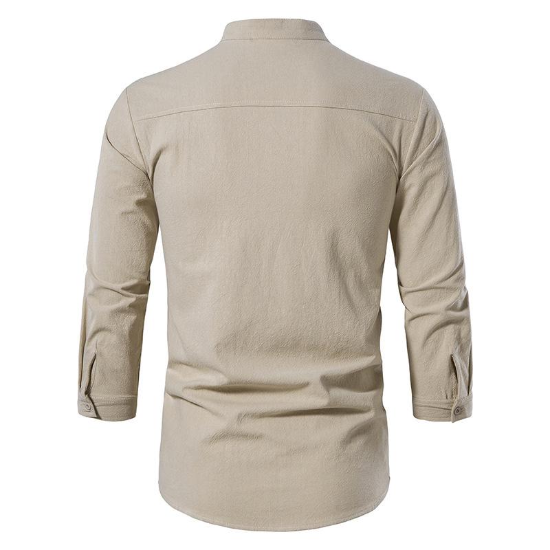 Mens Long Sleeve Linen Button Shirt 93656158X