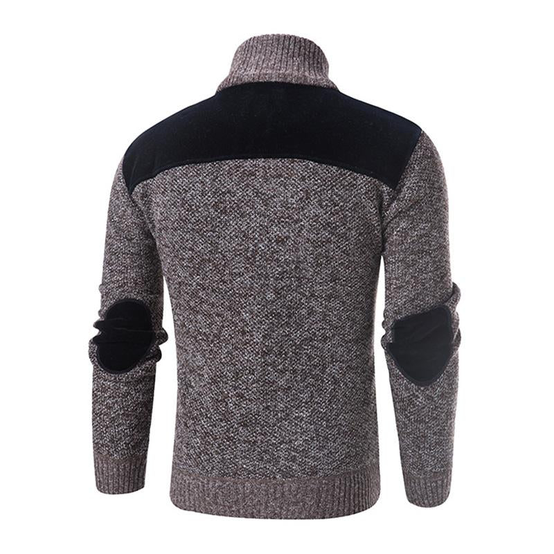 Mens Casual Stand Collar Contrast Color Zipper Knit Cardigan 66474448M