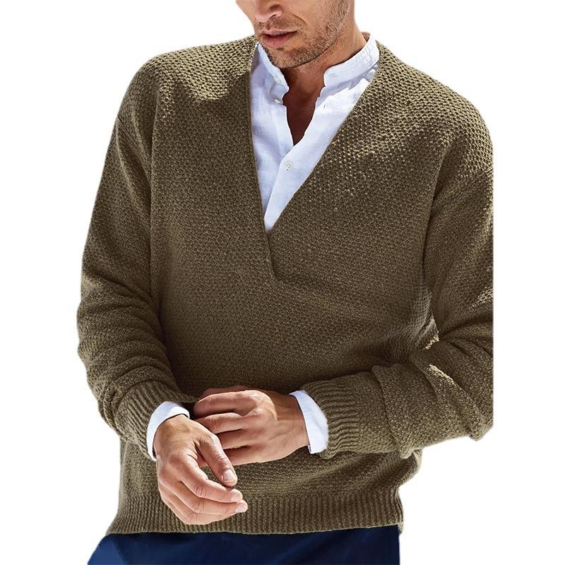 Mens Slim Fit Long Sleeve V-Neck Knit Pullover Sweater 57994922M