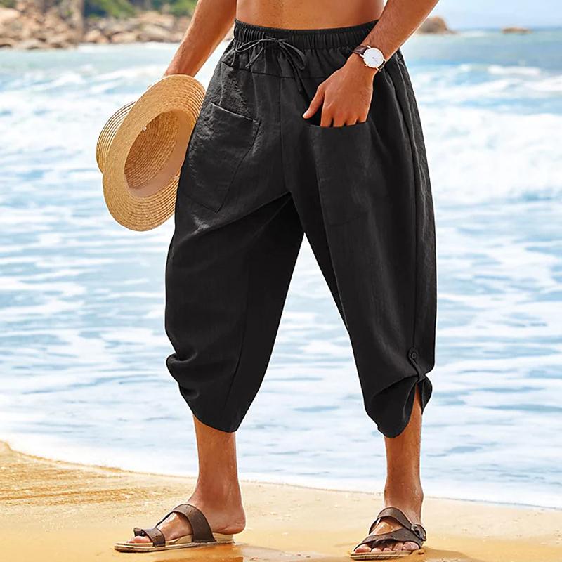Mens Casual Loose Pocket Beach Pants 77569009Y