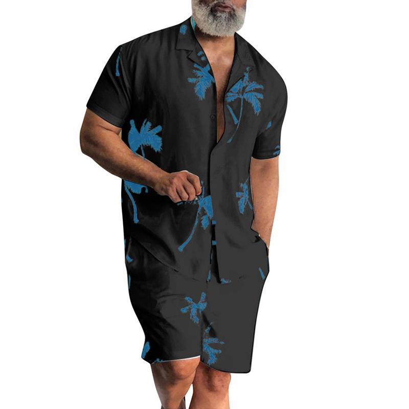Mens Beach Loose Printed Two-Piece Set 80039685X