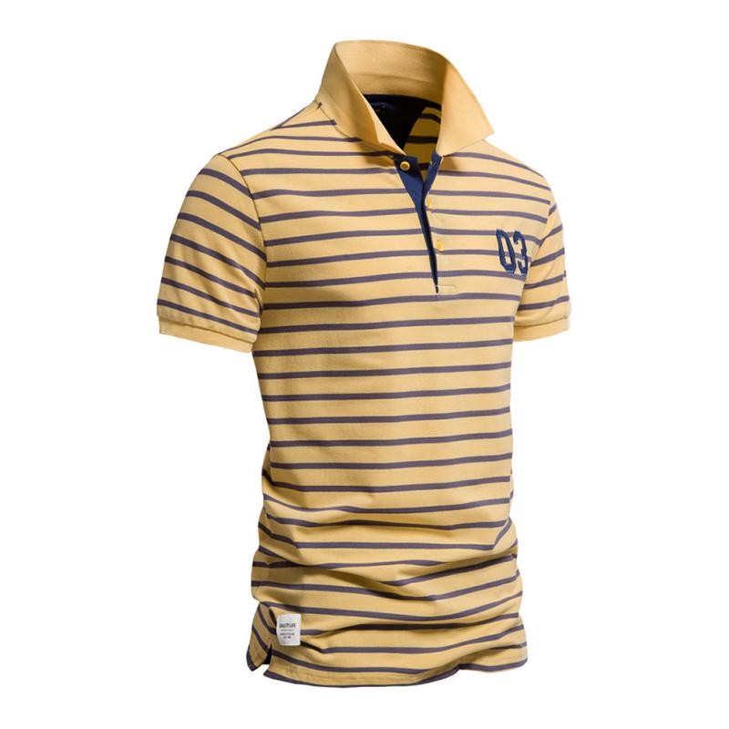 Mens Casual Striped Short Sleeve Polo Shirt 86353844M