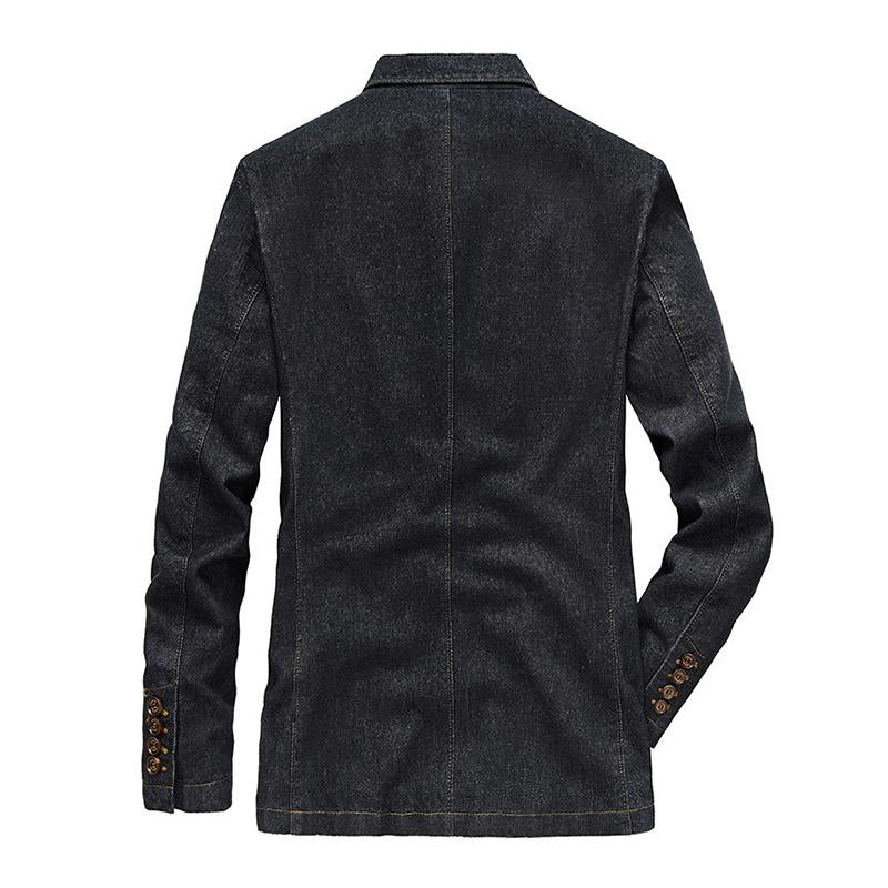 Mens Casual Thin Fit Lapel Denim Blazer 67211149M