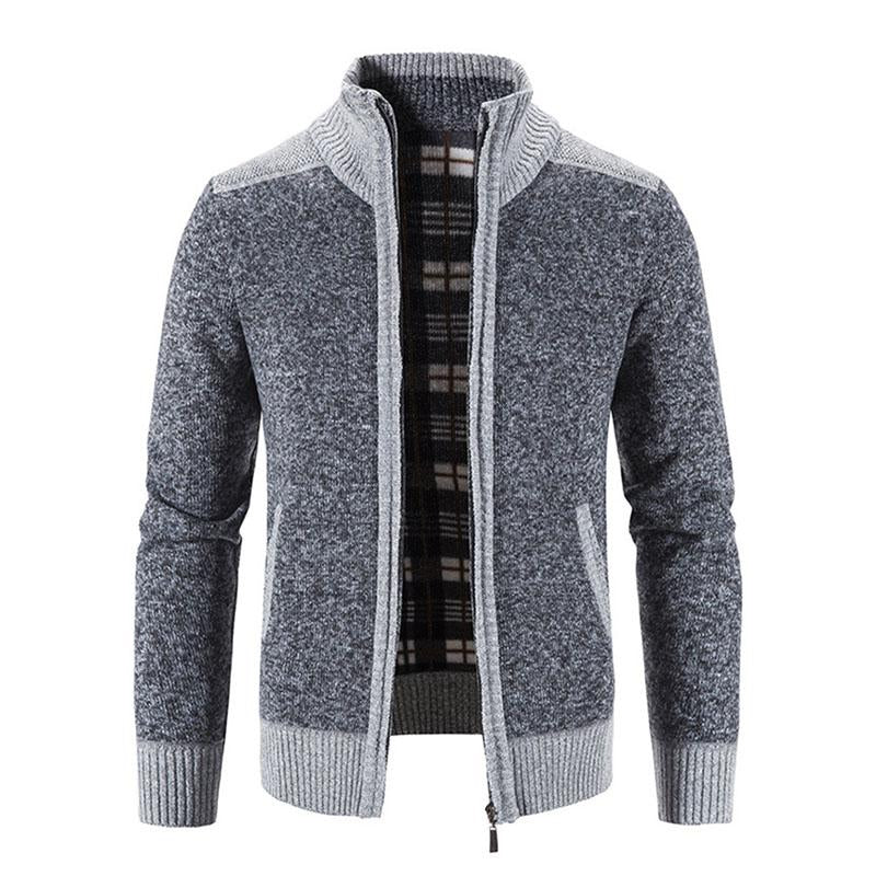Mens Casual Fleece Thickened Contrast Knitted Cardigan 01661113M