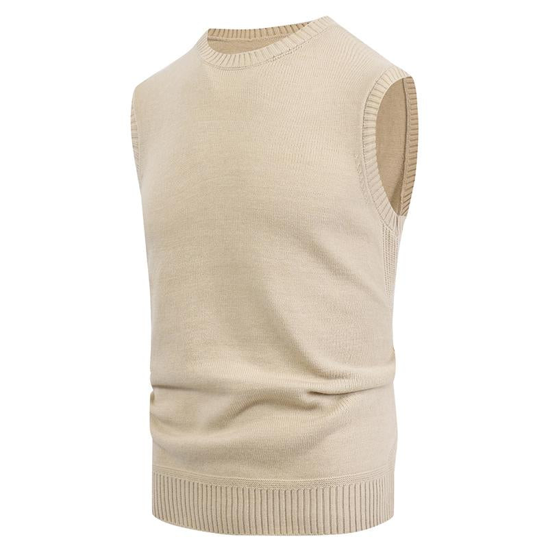 Mens Casual Solid Color Sleeveless Knitted Vest 90185489Y