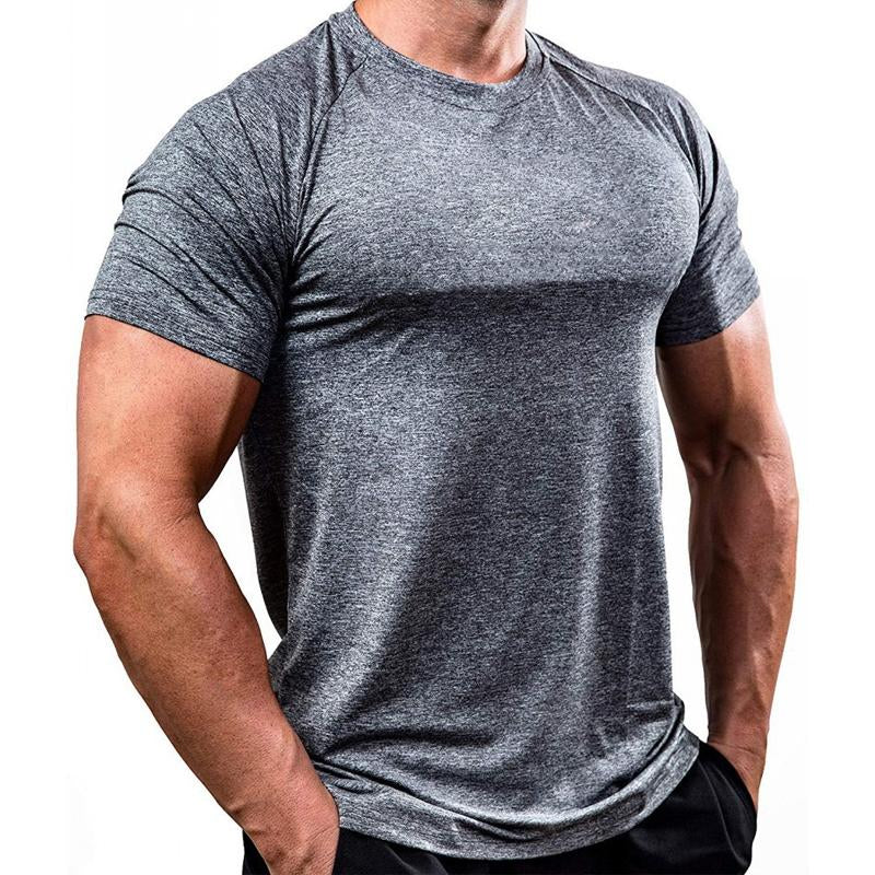 Mens Solid Color Quick-drying Breathable Training High-elasticity T-shirt 52586914X
