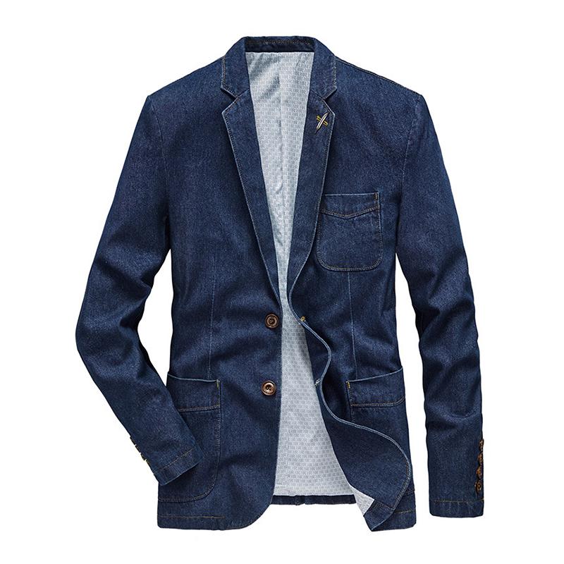 Mens Casual Thin Fit Lapel Denim Blazer 67211149M
