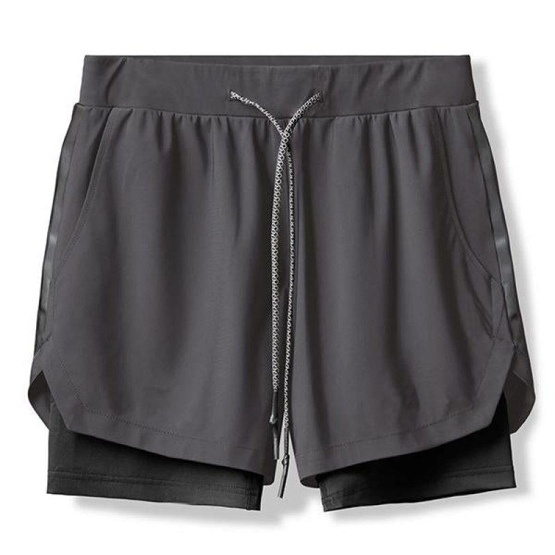 Mens Double Layer Quick Dry Sports Shorts 36316818M