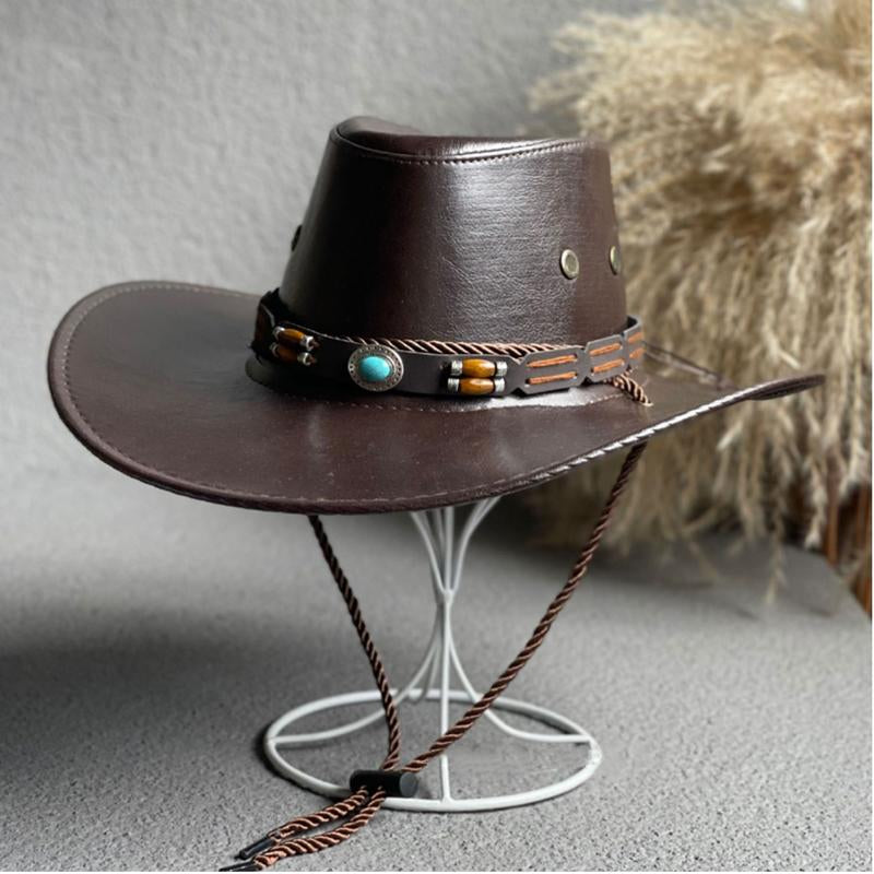Mens Leather Western Cowboy Hat 09378026Y