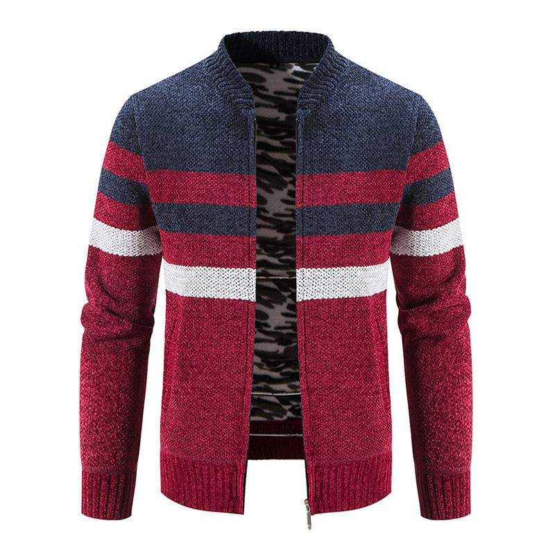 Mens Casual Contrast Stripe Knit Cardigan 29415659M