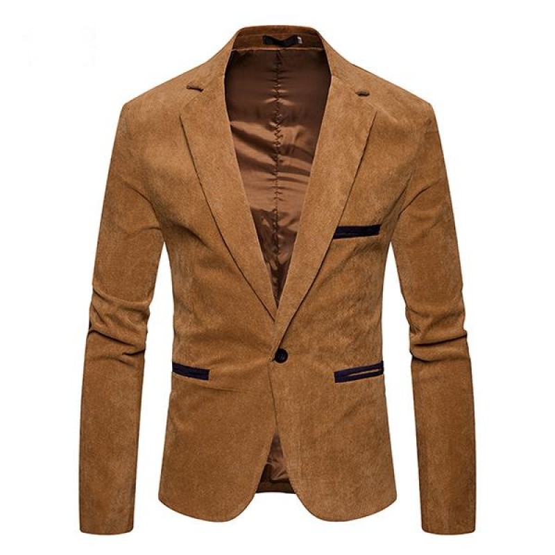 Mens Casual Contrast Lapel Corduroy Blazer 42501410M