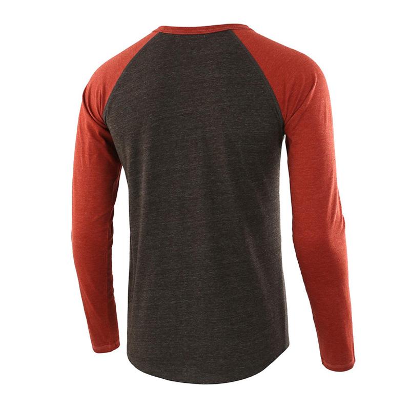 Mens Casual Colorblock Loose Henley T-Shirt 42204991M