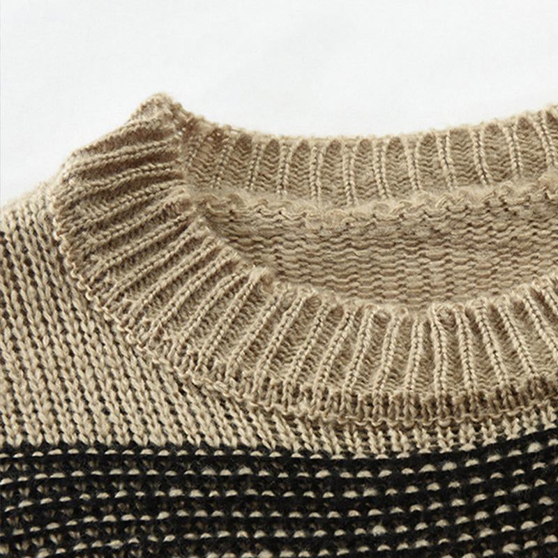 Mens Leisure Round Neckline Striped Sweater 52292053M