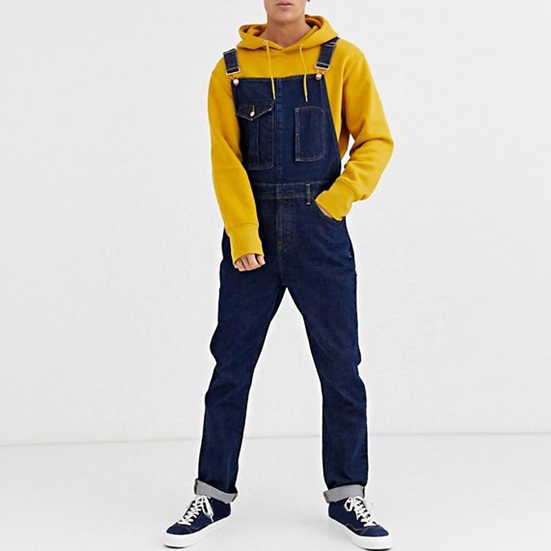 Mens Vintage Multi-Pocket Denim Overalls 88942737Y