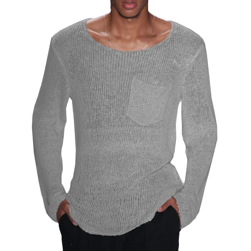 Mens Casual Thin Long Sleeve Pocket Knitted Sweater 82174528M