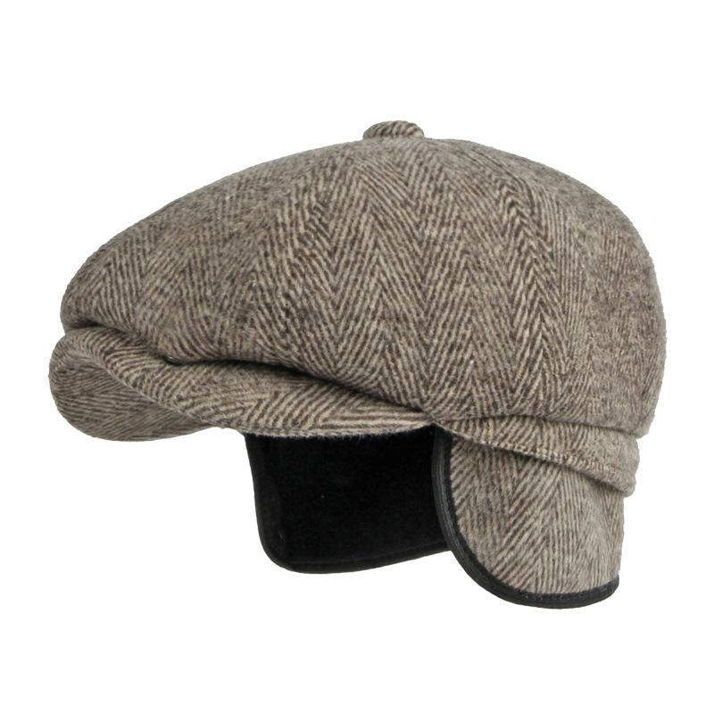 Mens British Vintage Wool Warm Earmuff Beret 36085431M