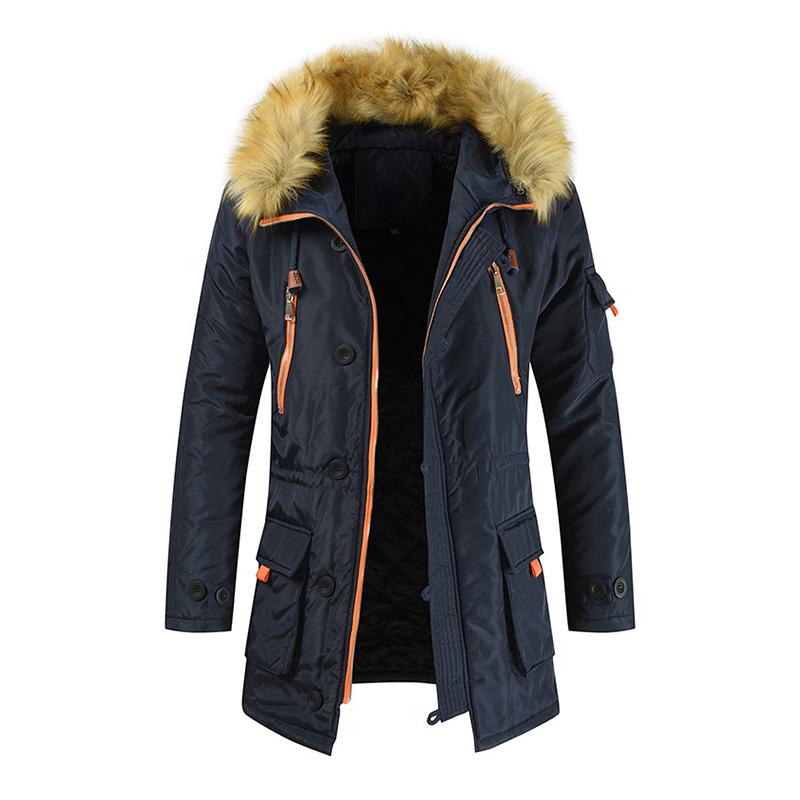 Mens Casual LooseThick Mid-Length Hooded Coat 04600714M