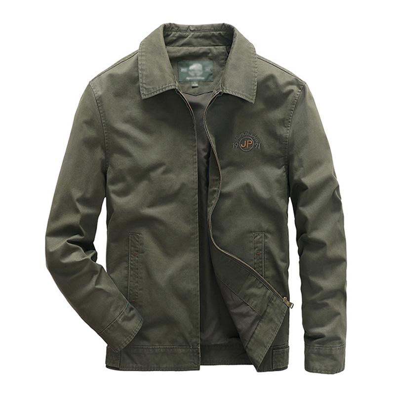 Mens Casual Cotton Lapel Cargo Jacket 89521769M
