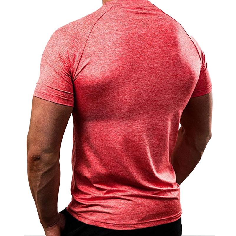 Mens Solid Color Quick-drying Breathable Training High-elasticity T-shirt 52586914X