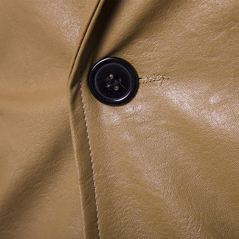Mens Lapel Slim Leather Blazer 22416100M