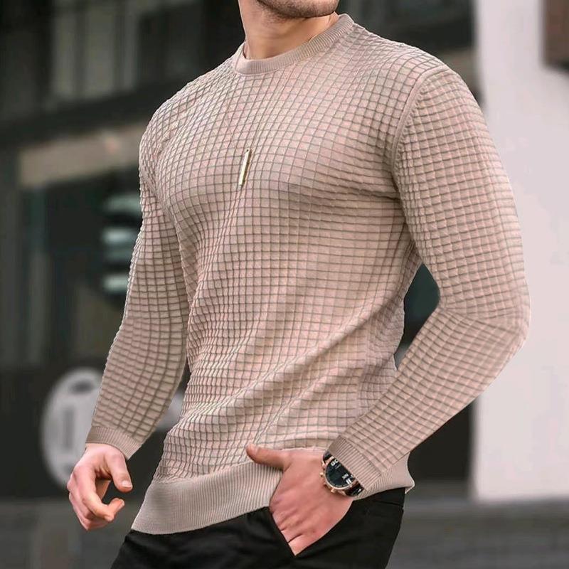Mens Casual Round Neck Slim Long Sleeve Pullover Knitwear 99012097M