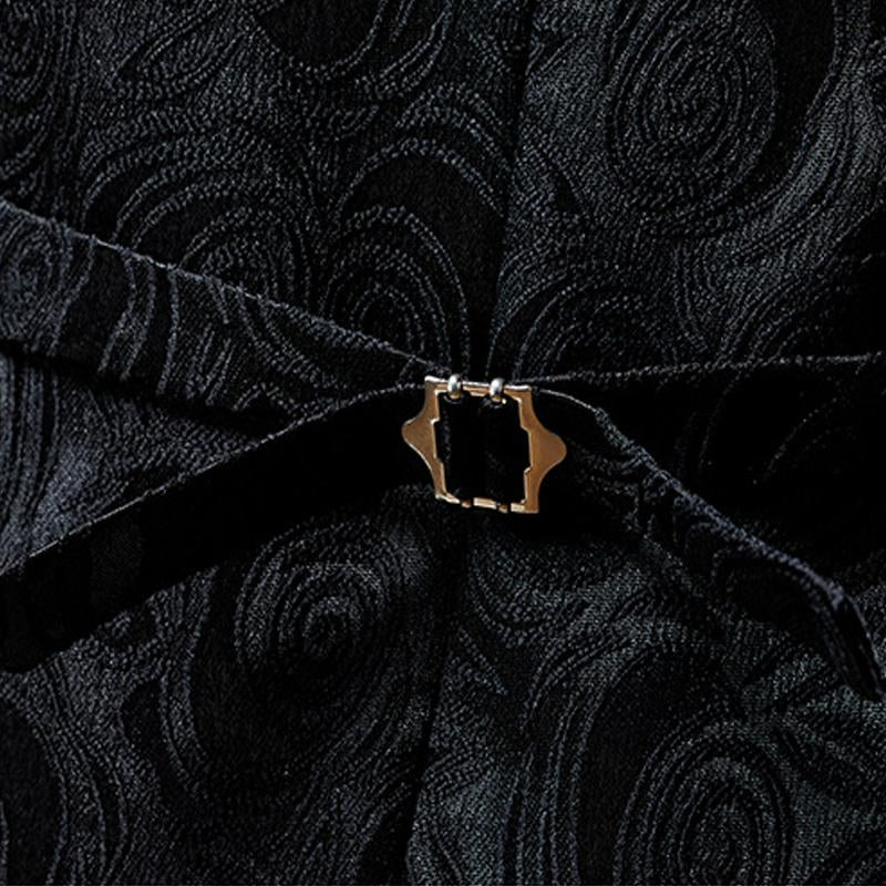 Mens V Neck Rose Jacquard Groomsmen Suit Vest 80705226Y