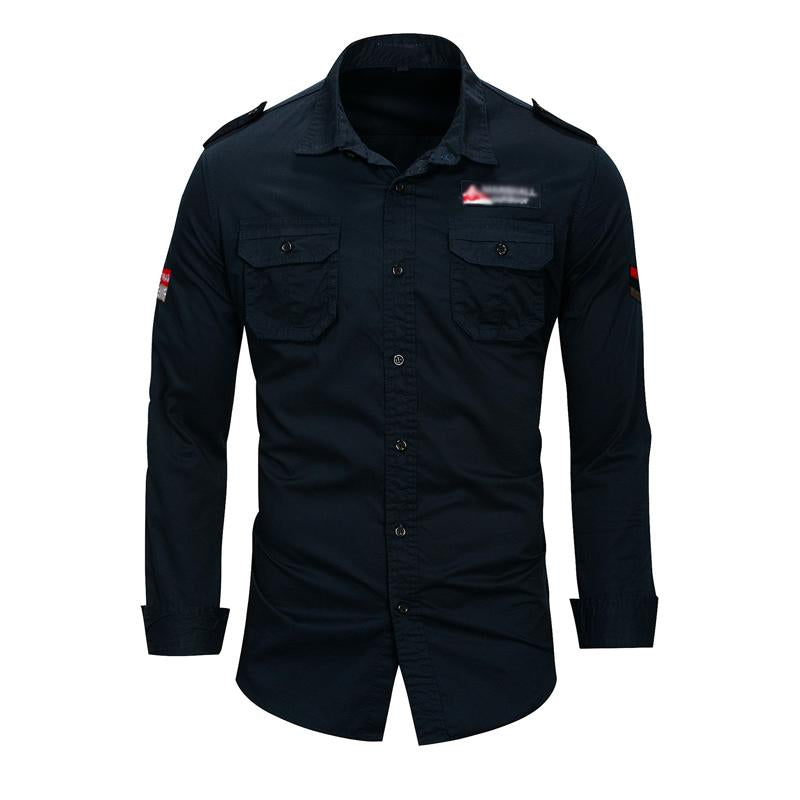 Mens Long Sleeve Lapel Outdoor Pocket Shirt 69686169X