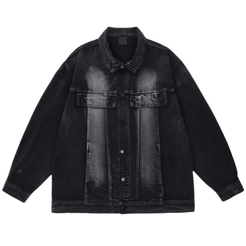 Mens Vintage Gradient Tie Dye Oversized Denim Jacket 60804558M