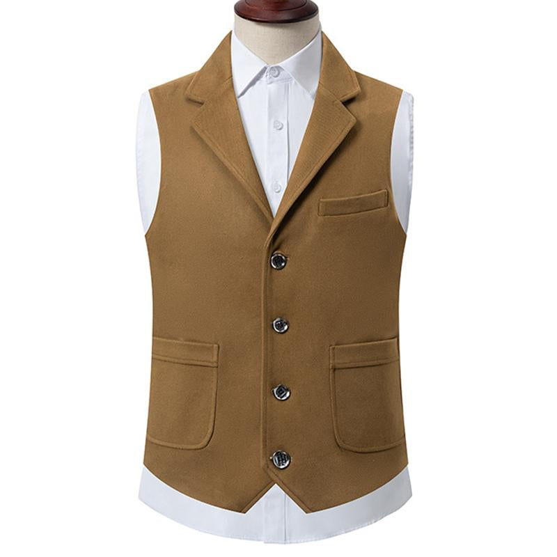 Mens Casual V-Neck Single-Breasted Patch Pocket Vest 53325062M
