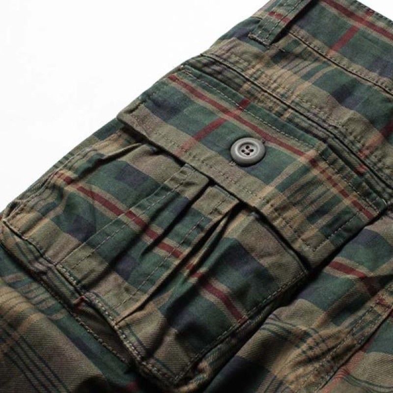 MENS VINTAGE POCKET PLAID SHORTS （WITHOUT BELT）  98497428X