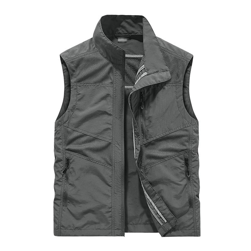 Mens Casual Thin Outdoor Breathable Quick-Drying Stand-Up Collar Vest 30147775M