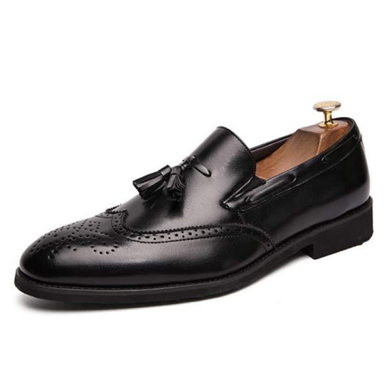 MENS SLIP-ON FRINGED LEATHER SHOES 68890437