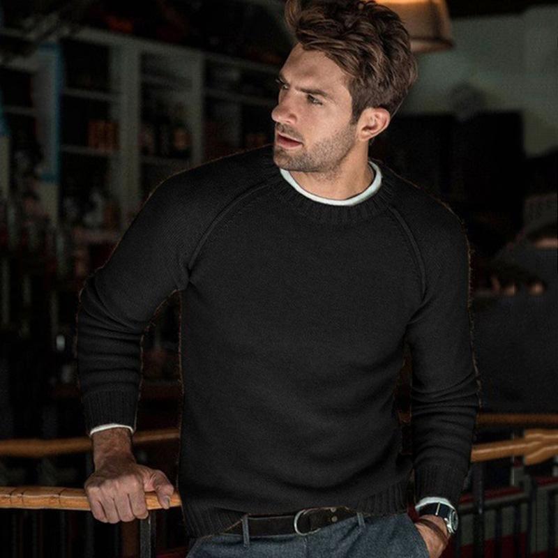 Mens Solid Color Crew Neck Knit Pullover Sweater 85798282X