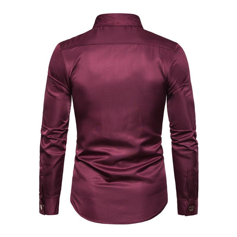 Mens Vintage Stud Lapel Long Sleeve Shirt 37571404M