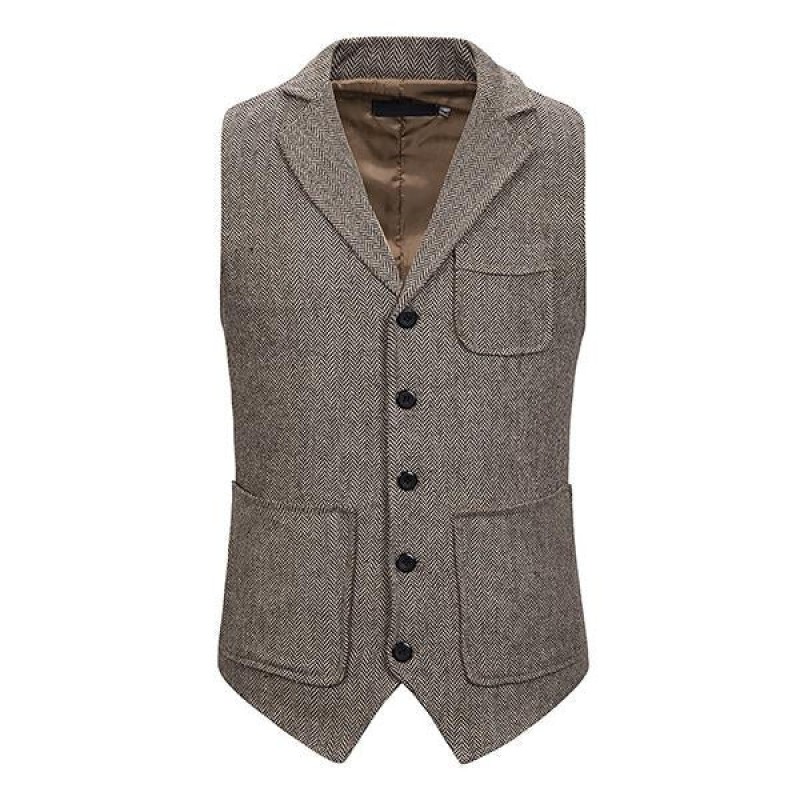 Mens Single Breasted Lapel Vest 81267203M