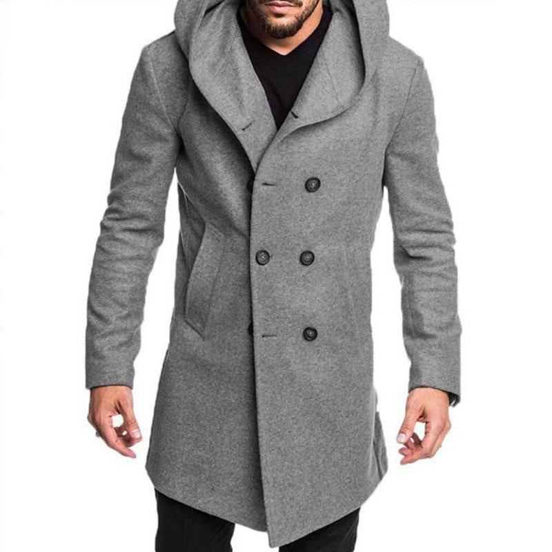 Mens Casual Hooded Double Breasted Coat 61052493M