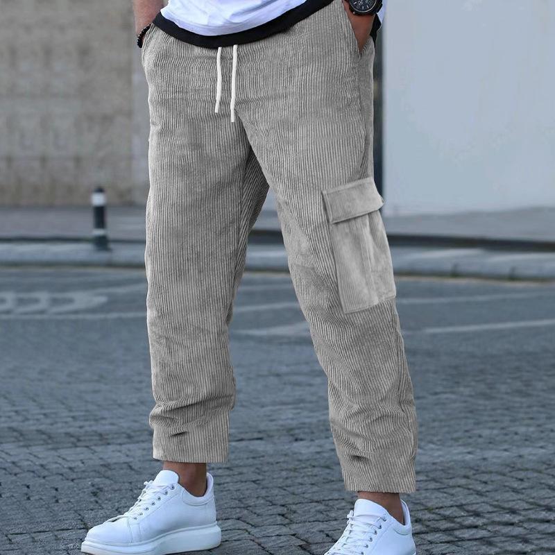 Mens Corduroy Sport Loose Straight Multi Pocket Pants 26046515M