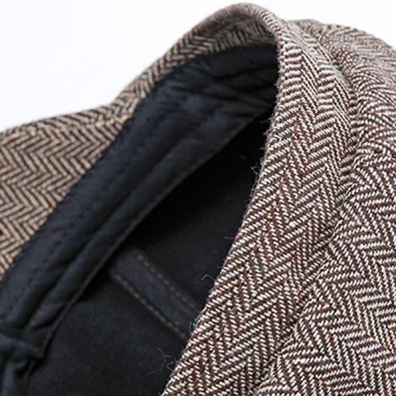 Mens British Vintage Herringbone Octagon Beret 27874947M
